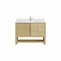 James Martin Vanities Single 48'' Single Vanity, Sunwashed Oak w/ Single Hole 3 CM White Zeus Quartz Top & Backsplash D404-V48-SWO-1WZ